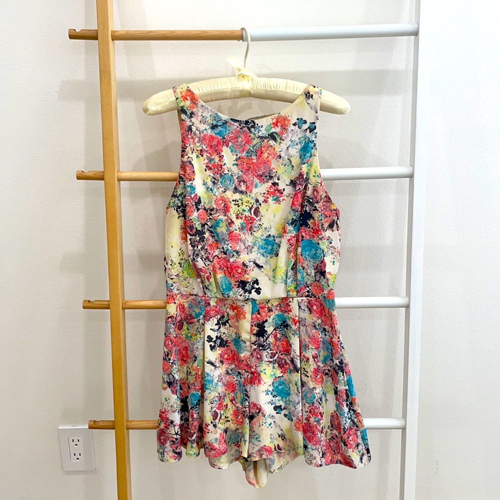 Floral Romper with Open Back